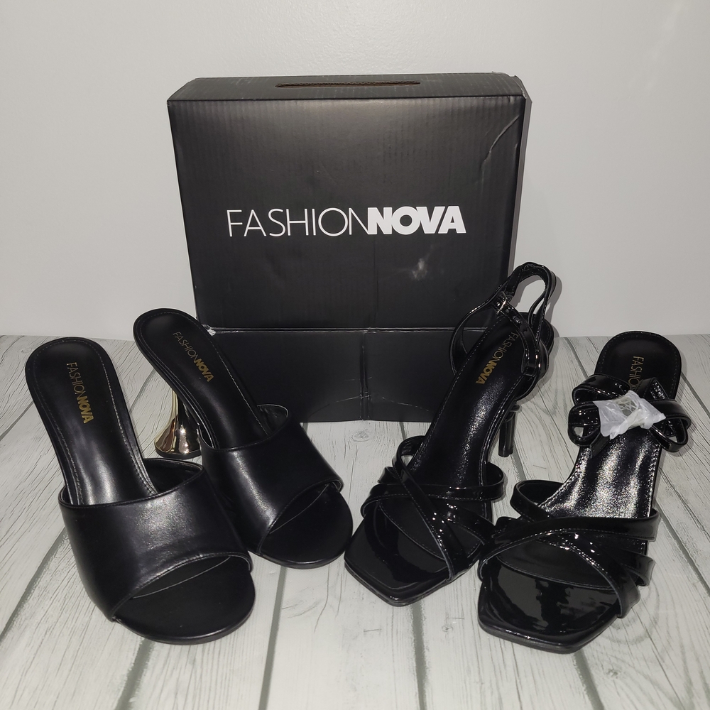 Fashion Nova Black Heeled Sandals